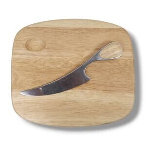 Vintage Dansk Mid Century Modern Blonde Wood Cheese Knife Cutting Board Serving